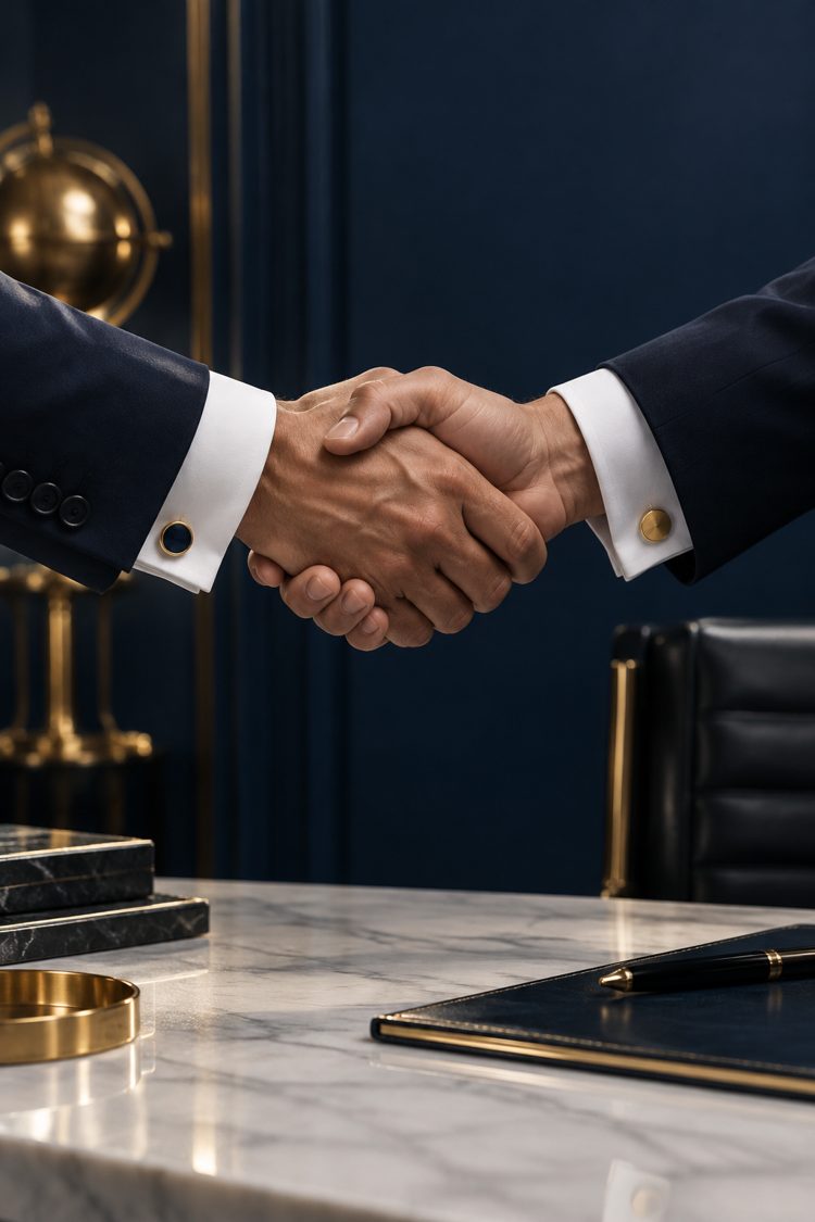 Two executives shaking hands